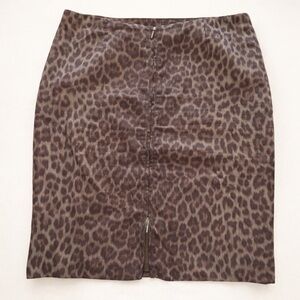 Doncaster Collection Leopard Print Wool Blend Pencil Skirt Brown Size 14